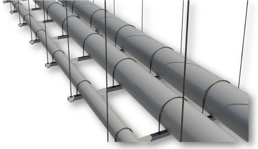 Multi-run hanger possibility in Revit model with MEP Hangers add-on